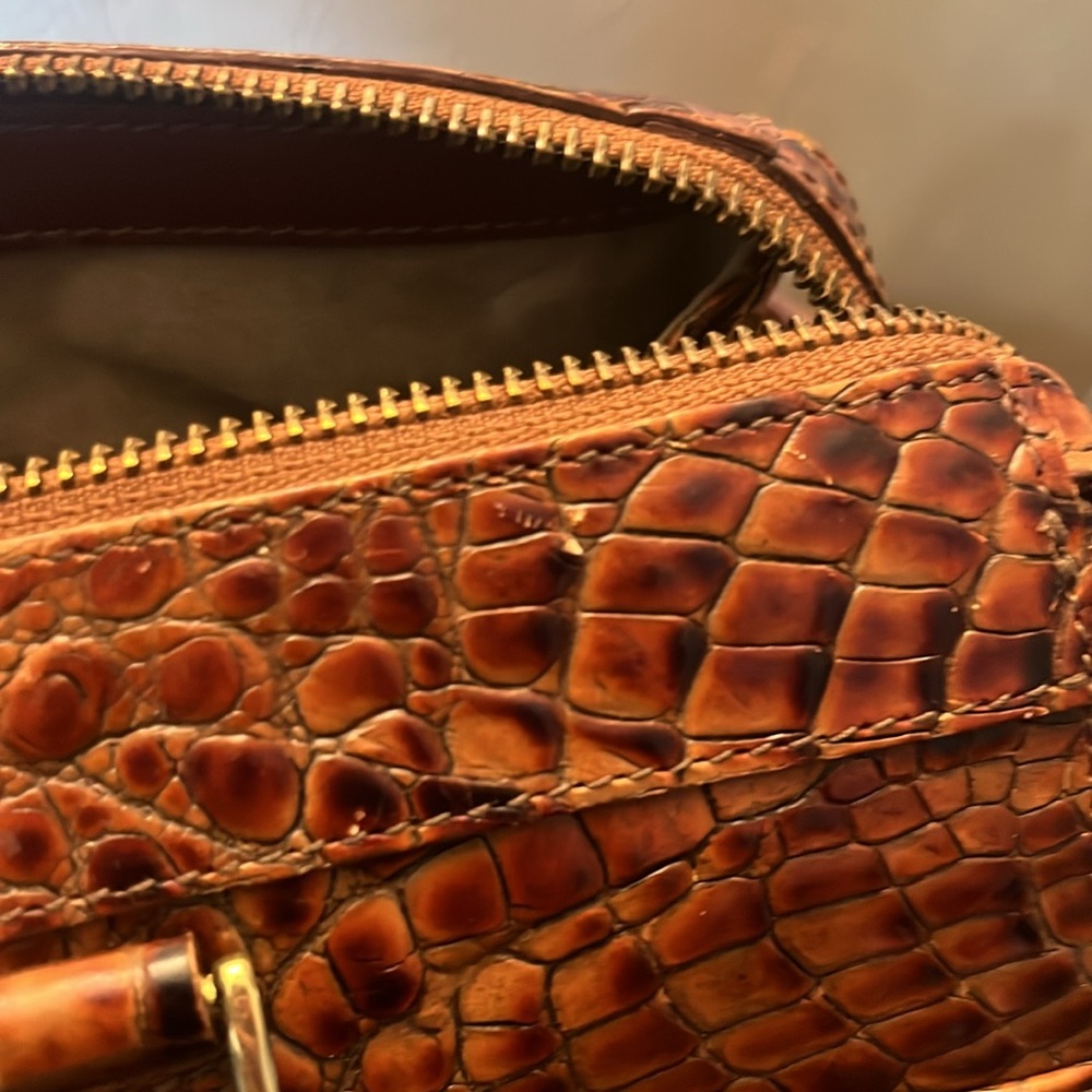 Vintage Brahmin crocodile embossed leather handbag shoulder bag small satchel - Picture 10 of 16